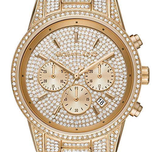 Michael Kors Women's Ritz Quartz Watch with Stainless Steel Strap, Gold, 20 (Model: MK6747)