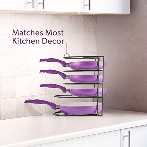 Mindspace Pan Organizer Rack, Pot lid Organizer for Cabinet Storage, Pantry Organizer, Pot Lid Organizer Rack for Kitchen Counter | 5-Tier Heavy-Duty Pan Rack | The Wire Collection, Black