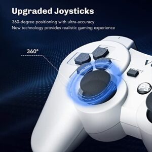 VOYEE Wireless Controller Compatible with Playstation 3 PS-3 Controller with Upgraded Joystick/Rechargerable Battery/Motion Control/Double Shock (White)