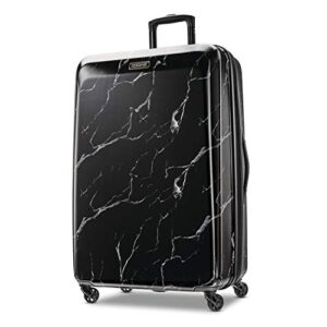 american tourister moonlight hardside expandable luggage with spinner wheels, black marble, checked-large 28-inch