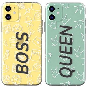 toik matching couple cases for apple iphone 11 pro xs max xr 10 x 8 plus 7 6s 5s se cover boyfriend clear lightweight queen basic pattern cute protective soulmate boss silicone anniversary simple