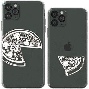 Toik Matching Couple Cases for Apple iPhone 11 Pro Xs Max Xr 10 X 8 Plus 7 6s 5s SE Cover Girlfriend Cute Anniversary Boyfriend Sketch Slice Pizza Slim Drawing Design Simple BFFs Protective Flexible