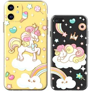 toik matching couple cases for apple iphone 11 pro xs max xr 10 x 8 plus 7 6s 5s se cover dream boyfriend anniversary pretty unicorns cute rainbow silicone girlfriend apple lightweight sweets print
