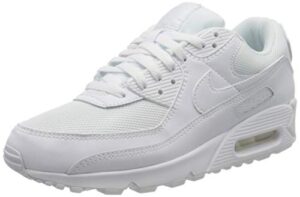 nike air max 90 running shoe, white/white wolf grey, us 8.5 mens,