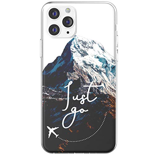 Toik Slim TPU Case for Apple iPhone 11 Pro Xs Max Xr 10 X 8 Plus 7 6s 5s SE Clear Protective Print Lightweight Gift Just Go Flexible Girls Travelling Cover Adventure Plane Women Silicone Mountain