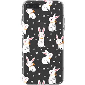 toik slim tpu case for apple iphone 11 pro xs max xr 10 x 8 plus 7 6s 5s se flexible white silicone lightweight girls print cute flowers animal design cover bunny protective gift women clear