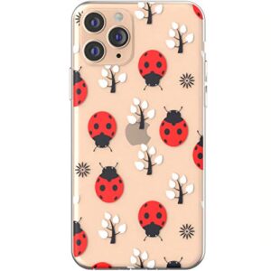 toik slim tpu case for apple iphone 11 pro xs max xr 10 x 8 plus 7 6s 5s se pattern cute trees girls clear ladybugs silicone print design lightweight protective flexible cover women red gift