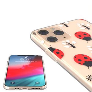 Toik Slim TPU Case for Apple iPhone 11 Pro Xs Max Xr 10 X 8 Plus 7 6s 5s SE Pattern Cute Trees Girls Clear Ladybugs Silicone Print Design Lightweight Protective Flexible Cover Women Red Gift