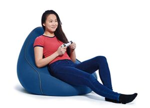 yogibo lounger bean bag for adults, teens, personal sized, single beanbag lounge chair with raised back or gaming, reading, and relaxing, removable, washable cover, blue