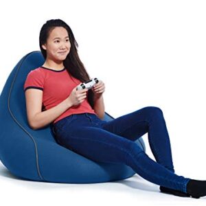 Yogibo Lounger Bean Bag for Adults, Teens, Personal Sized, Single Beanbag Lounge Chair with Raised Back or Gaming, Reading, and Relaxing, Removable, Washable Cover, Blue