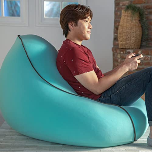 Yogibo Lounger Bean Bag for Adults, Teens, Personal Sized, Single Beanbag Lounge Chair with Raised Back or Gaming, Reading, and Relaxing, Removable, Washable Cover, Blue
