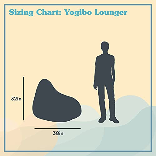 Yogibo Lounger Bean Bag for Adults, Teens, Personal Sized, Single Beanbag Lounge Chair with Raised Back or Gaming, Reading, and Relaxing, Removable, Washable Cover, Blue