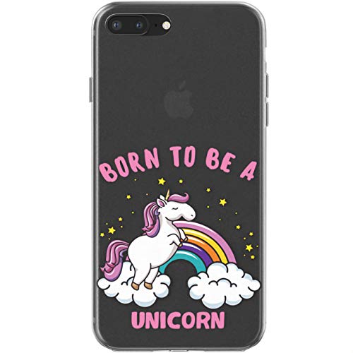 Toik Slim TPU Case for Apple iPhone 11 Pro Xs Max Xr 10 X 8 Plus 7 6s 5s SE Cute Print Funny Born to be a Unicorn Design Girls Women Quote Cover Silicone Lightweight Gift Flexible Protective Clear