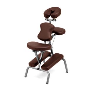 ataraxia deluxe portable folding massage chair w/carry case & strap (brown)