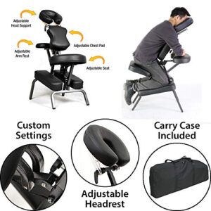 Ataraxia Deluxe Portable Folding Massage Chair w/Carry Case & Strap (Brown)