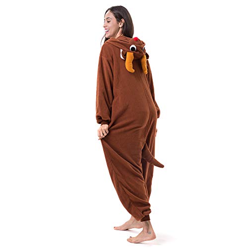 Beauty Shine Adult Unisex Animal Costume Halloween Christmas Cosplay Plush Pajama Onesie (Large, Coffee Reindeer)