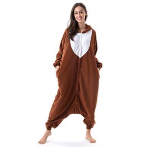 Beauty Shine Adult Unisex Animal Costume Halloween Christmas Cosplay Plush Pajama Onesie (Large, Coffee Reindeer)