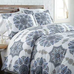 infinity collection - premium quality, soft, wrinkle, fade, & stain resistant, easy care, oversized duvet cover set, king/california king, blue