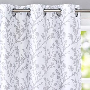 driftaway sarah floral tree branch pattern blackout thermal insulated window curtain grommet 2 layers 2 panels 52 inch by 84 inch gray