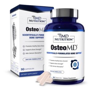 1MD Nutrition OsteoMD for Comprehensive Bone Support - Calcium Supplement for Women and Men - Promote Bone Density w/Calcium with Vitamin D - Calcium Hydroxyapatite w/Vitamin D3 & K2-90 Capsules