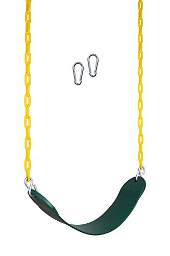 New Bounce Swing Seat - Swing Set Accessories for Outside, with Heavy Duty Rust-Proof Chain Coated in Thick Plastic for Safety and Comfort - Outdoor Replacement Swings for Kids and Adults (1 Pack)