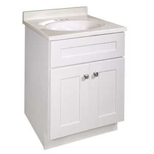 design house 584870 bath shaker 2-door bathroom vanity with cultured marble white top, 4-inch centerset, 2 piece