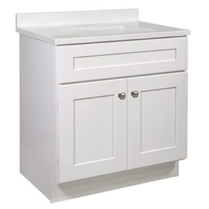 design house bath shaker 2-door bathroom vanity 4 in. centerset solid white camilla cultured marble top