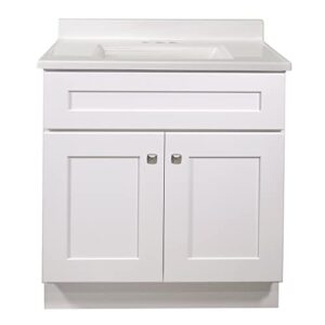 Design House Bath Shaker 2-Door Bathroom Vanity 4 in. Centerset Solid White Camilla Cultured Marble Top