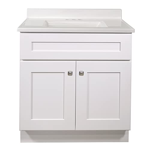 Design House Bath Shaker 2-Door Bathroom Vanity 4 in. Centerset Solid White Camilla Cultured Marble Top