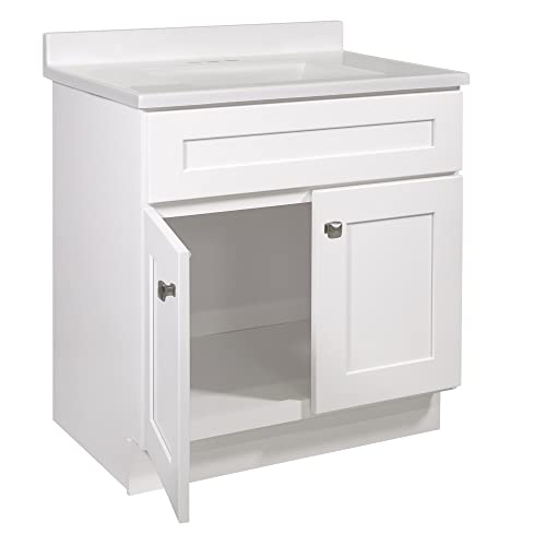 Design House Bath Shaker 2-Door Bathroom Vanity 4 in. Centerset Solid White Camilla Cultured Marble Top