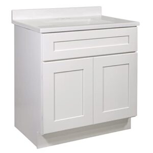 Design House Bath Shaker 2-Door Bathroom Vanity 4 in. Centerset Solid White Camilla Cultured Marble Top