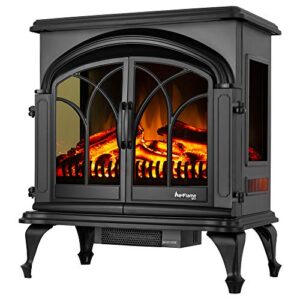 e-flame usa 28" xl denali portable freestanding electric fireplace stove - 3-d log and fire effect (black)