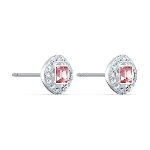 Swarovski Angelic Square Stud Earrings, with Pink and White Crystals and Rhodium Plated Setting, an Amazon Exclusive