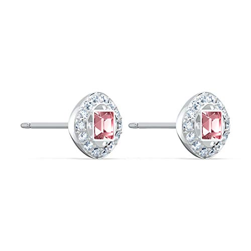 Swarovski Angelic Square Stud Earrings, with Pink and White Crystals and Rhodium Plated Setting, an Amazon Exclusive