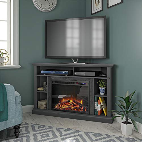 Ameriwood Home Overland Electric Corner 50", Graphite Gray Fireplace TV Stand