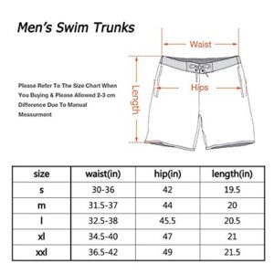 visesunny Christmas Men's Beach Short Funny Reindeer with Hanging Stars Snow Blue Swim Trunks Sports Running Bathing Suits