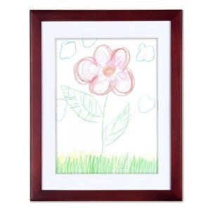 li’l davinci art cabinet, stores up to 50 pieces of 8.5 x 11 inch art, outer wooden frame dimensions 11.75 x 14.75 inches, kids art frame, front opening, hangs vertical or horizontal, cherry