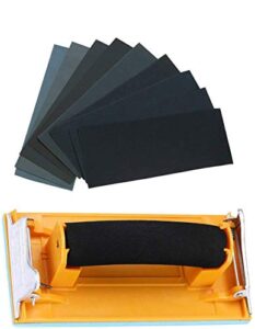 sandpaper variety pack 120 to 3000 assorted grits sand paper 24 pack sandpaper + 1 hand sander, 9x3.6 inch sanding sheets for wood furniture finishing glass metal sanding automotive polish