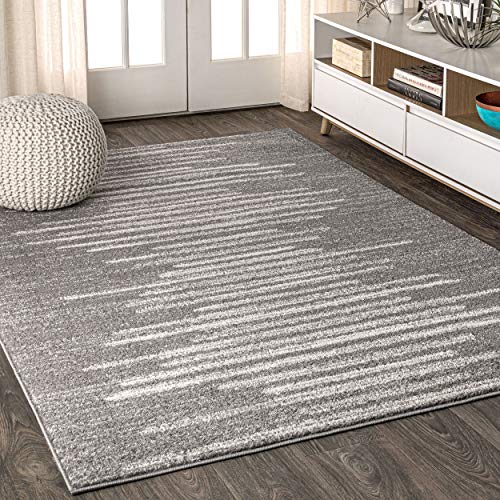 JONATHAN Y MOH205B-4 Aya Berber Stripe Geometric Indoor Farmhouse Area-Rug Bohemian Minimalistic Striped Easy-Cleaning Bedroom Kitchen Living Room Non Shedding, 4 X 6, Gray,Cream