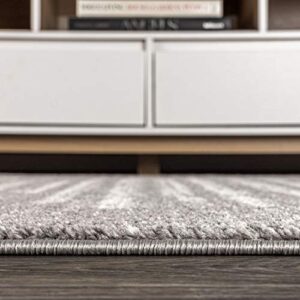 JONATHAN Y MOH205B-4 Aya Berber Stripe Geometric Indoor Farmhouse Area-Rug Bohemian Minimalistic Striped Easy-Cleaning Bedroom Kitchen Living Room Non Shedding, 4 X 6, Gray,Cream