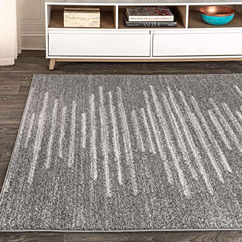 JONATHAN Y MOH205B-4 Aya Berber Stripe Geometric Indoor Farmhouse Area-Rug Bohemian Minimalistic Striped Easy-Cleaning Bedroom Kitchen Living Room Non Shedding, 4 X 6, Gray,Cream