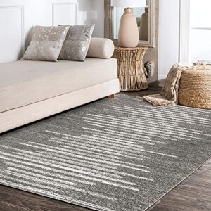 JONATHAN Y MOH205B-4 Aya Berber Stripe Geometric Indoor Farmhouse Area-Rug Bohemian Minimalistic Striped Easy-Cleaning Bedroom Kitchen Living Room Non Shedding, 4 X 6, Gray,Cream