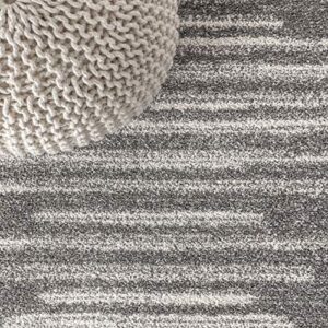 JONATHAN Y MOH205B-4 Aya Berber Stripe Geometric Indoor Farmhouse Area-Rug Bohemian Minimalistic Striped Easy-Cleaning Bedroom Kitchen Living Room Non Shedding, 4 X 6, Gray,Cream