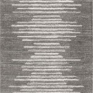 JONATHAN Y MOH205B-4 Aya Berber Stripe Geometric Indoor Farmhouse Area-Rug Bohemian Minimalistic Striped Easy-Cleaning Bedroom Kitchen Living Room Non Shedding, 4 X 6, Gray,Cream