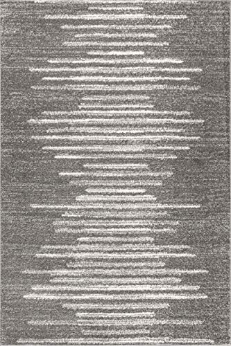 JONATHAN Y MOH205B-4 Aya Berber Stripe Geometric Indoor Farmhouse Area-Rug Bohemian Minimalistic Striped Easy-Cleaning Bedroom Kitchen Living Room Non Shedding, 4 X 6, Gray,Cream