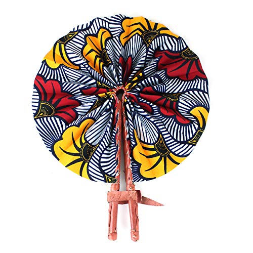 African Flower Print Folding Fan