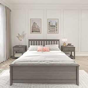 Plank+Beam Solid Wood Queen Bed Frame, Platform Bed with Headboard, Clay