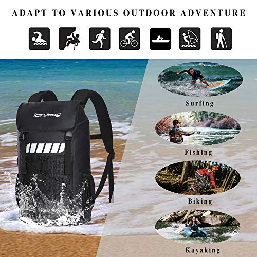 IDRYBAG Roll Top Waterproof Backpack for Men, Floating Dry Backpack Waterproof 25L/45L, Dry Bag Backpack for Outdoor Activities Kayaking, Canoeing, Boating, Hiking, Camping