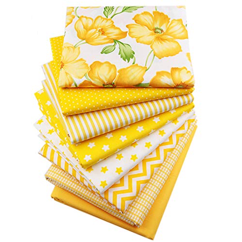 Hanjunzhao Yellow Fat Quarters Fabric Bundles 18x22 inch for Sewing Quilting Crafting