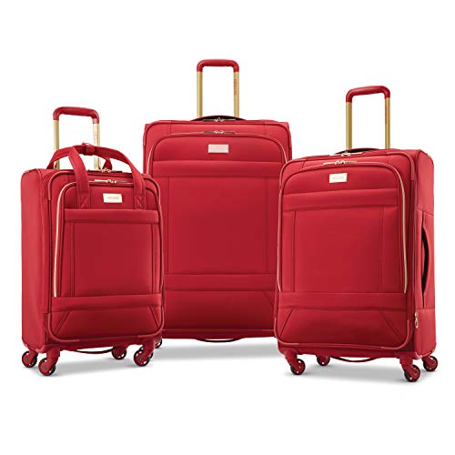 American Tourister Belle Voyage Softside Luggage with Spinner Wheels, red, Checked-Medium 25-Inch